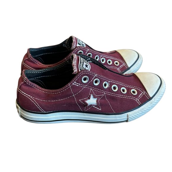 Converse One Star Slip On Sneakers Tennis Shoes Burgundy Classic Flats Size 8.5 - Picture 1 of 10